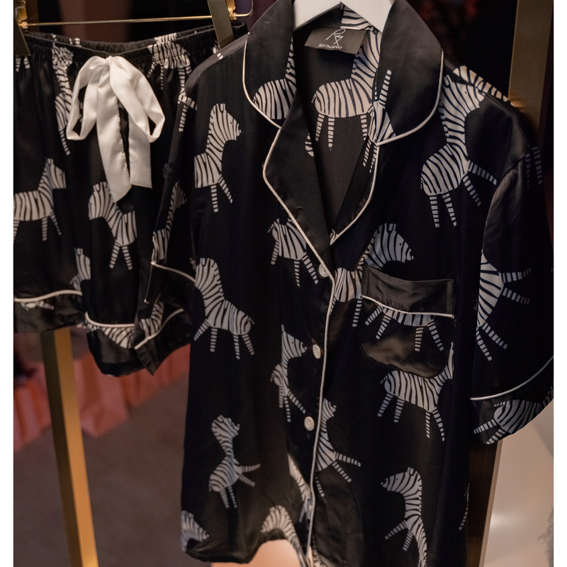 Luxury Satin Pajamas For Women With Zebra Print