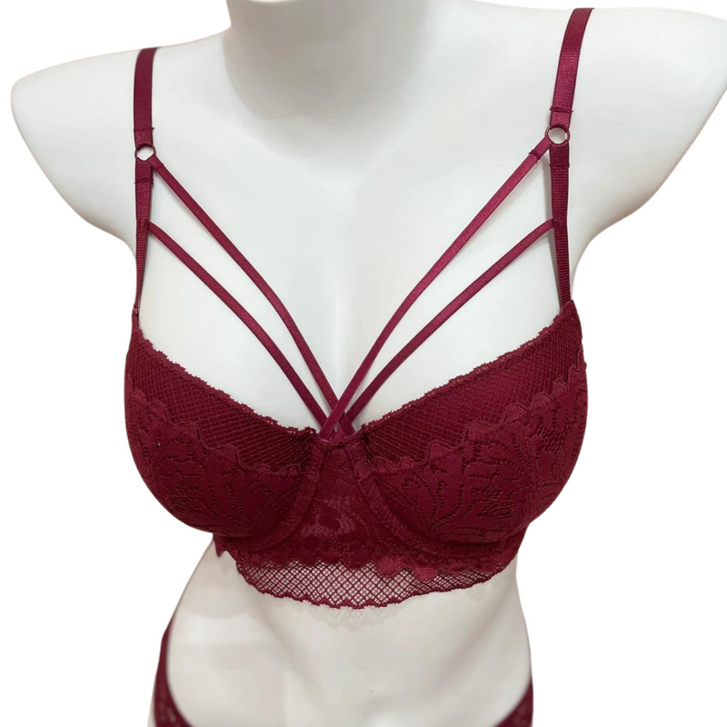 Sexy Lace Push-Up Bra With Decorative Triple Satin Straps