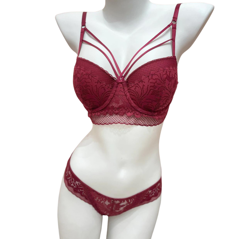 Sexy Lace Push-Up Bra With Decorative Triple Satin Straps