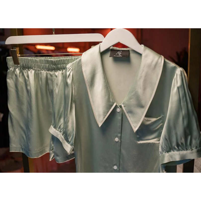 Luxurious Pure Silk Boyfriend-Style Nightshirt Pajama Set
