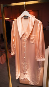 Rosy Brown Stylish, Sleek and Sultry Mulberry Silk Pajama Shirt Dress